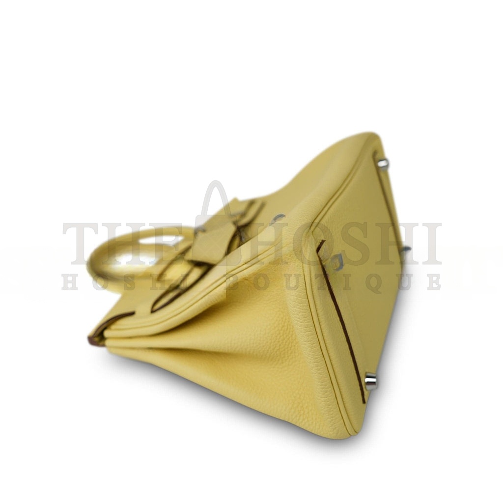 H**me5 BIRKIN 25 TOGO LEATHER LEMON YELLOW SILVER BUCKLE BAG H028369CK1Z (25*20*13cm) Master Quality